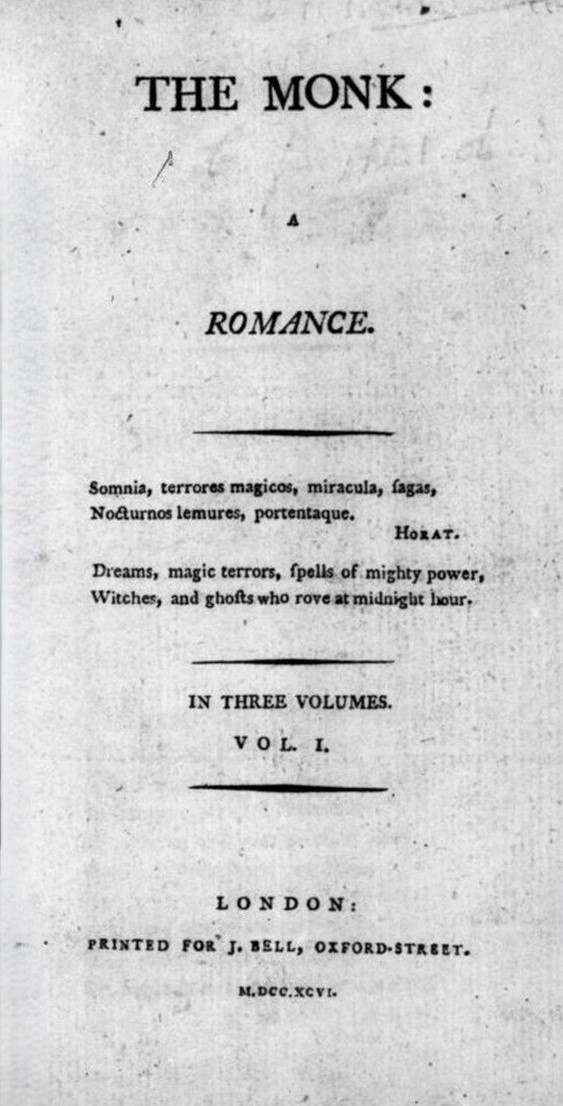 Title page The Monk, 1796