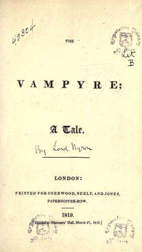 Title page The Vampyre, 1819